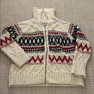 Urban Outfitters Cream and Red Patterned Sweater